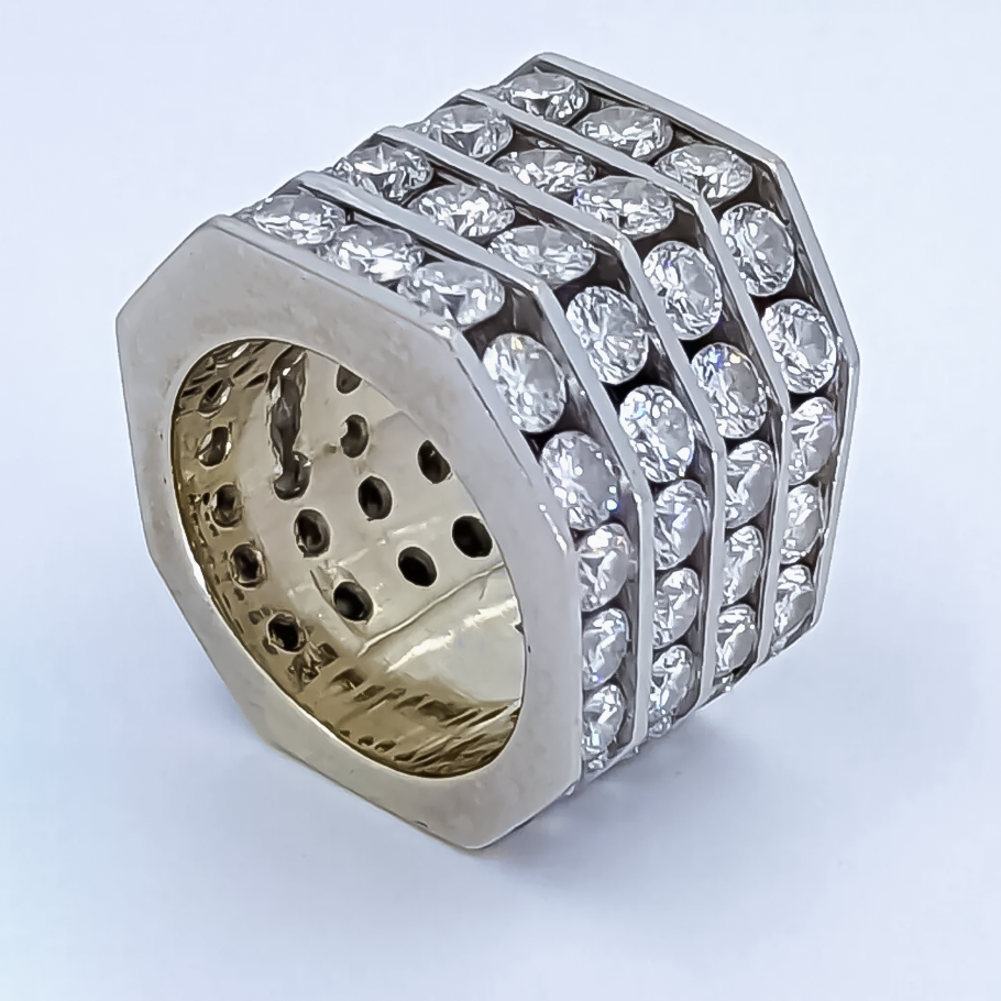 Stylish 8 ctw Round Cut White Gemstone Row Ring -JOSHINY