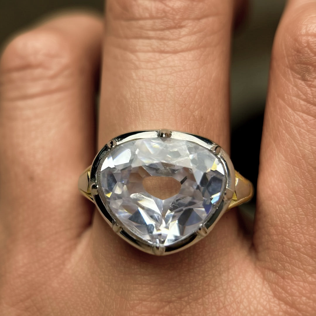 6Ct rose-cut triangular antique gemstone ring