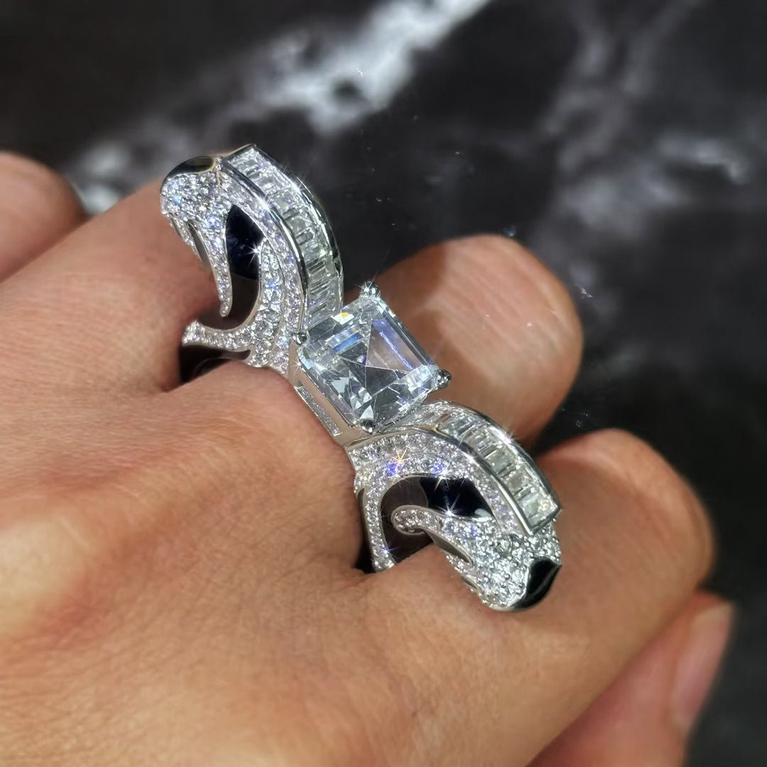 6.0ctw Asscher Cut Creative Zebra Ring -JOSHINY