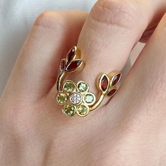 2.0ctw Vintage Flower Cocktail Ring -JOSHINY