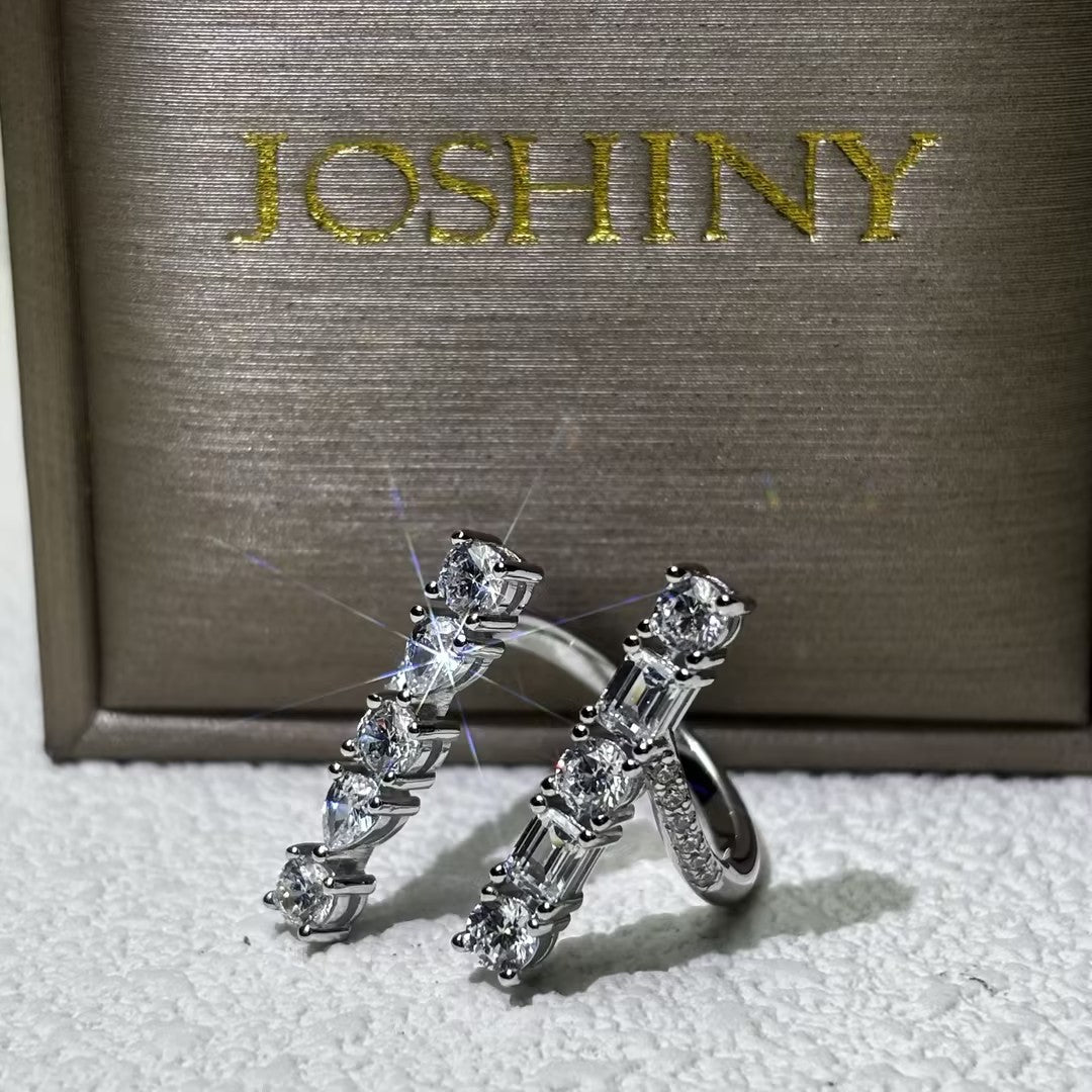 5 CTW Multi Cut White Cubic Zirconia 925 Sterling Silver Ring -JOSHINY