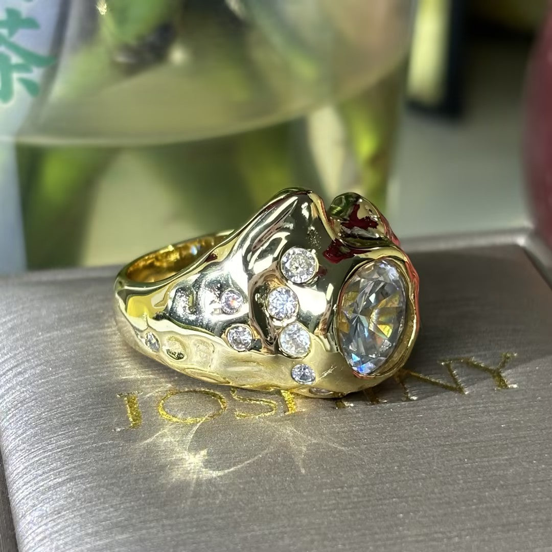 18K Gold Vintage Artistic Gemstone Inlaid Ring-JOSHINY
