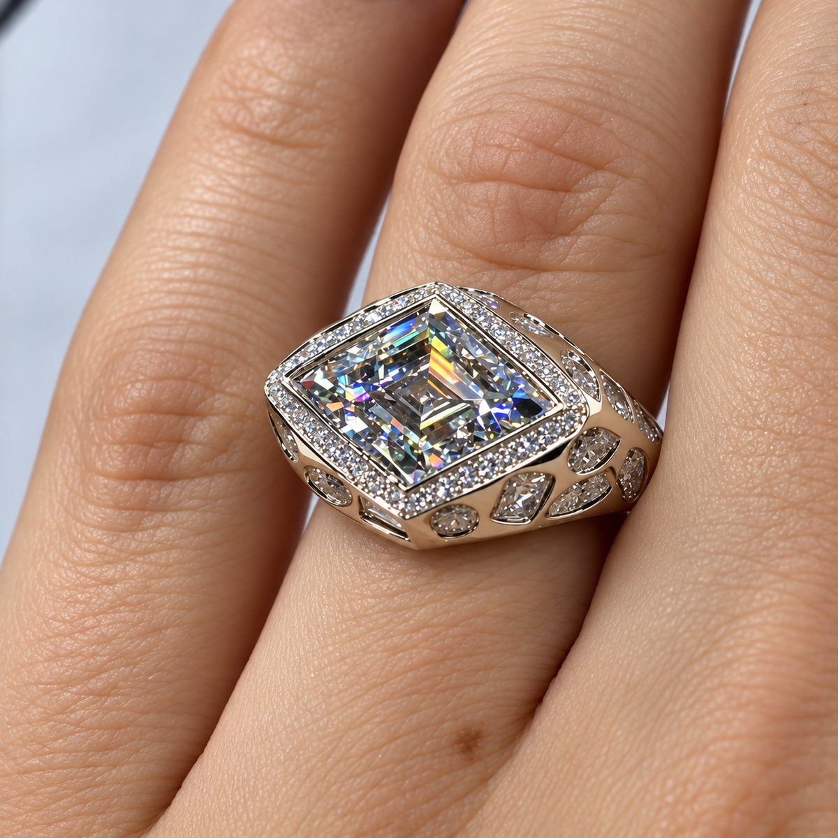 5CTW Kite Cut White Moissanite Gorgeous 925 Silver Wedding Ring-joshiny