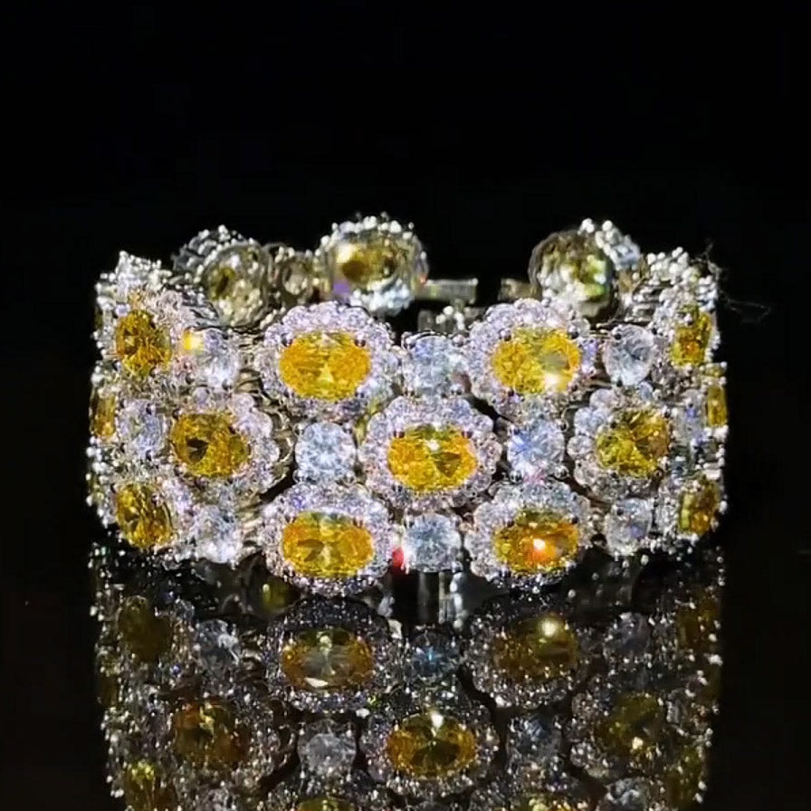 4.72ctw oval and round cut triple row fashion ring-JOSHINY
