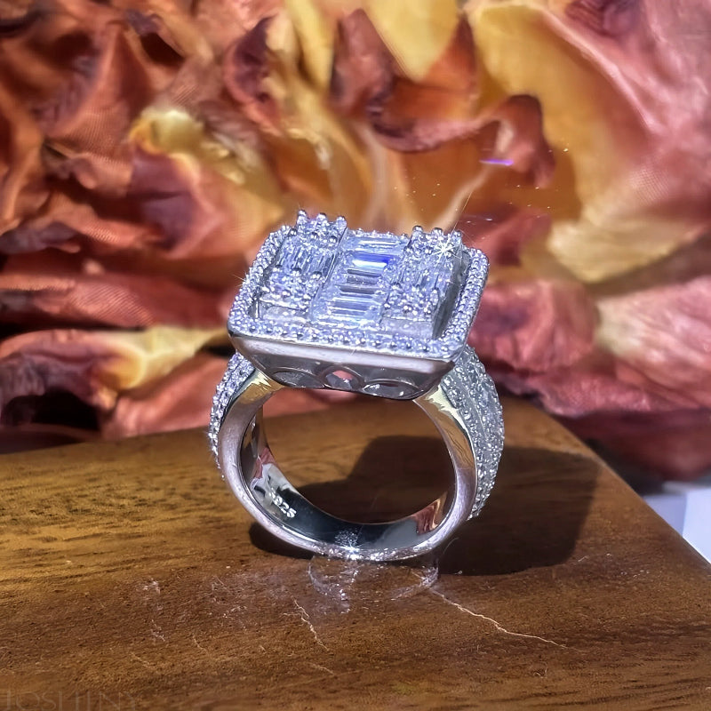 6 ctw Baguette Cut White Gemstone Full Set Ring -JOSHINY