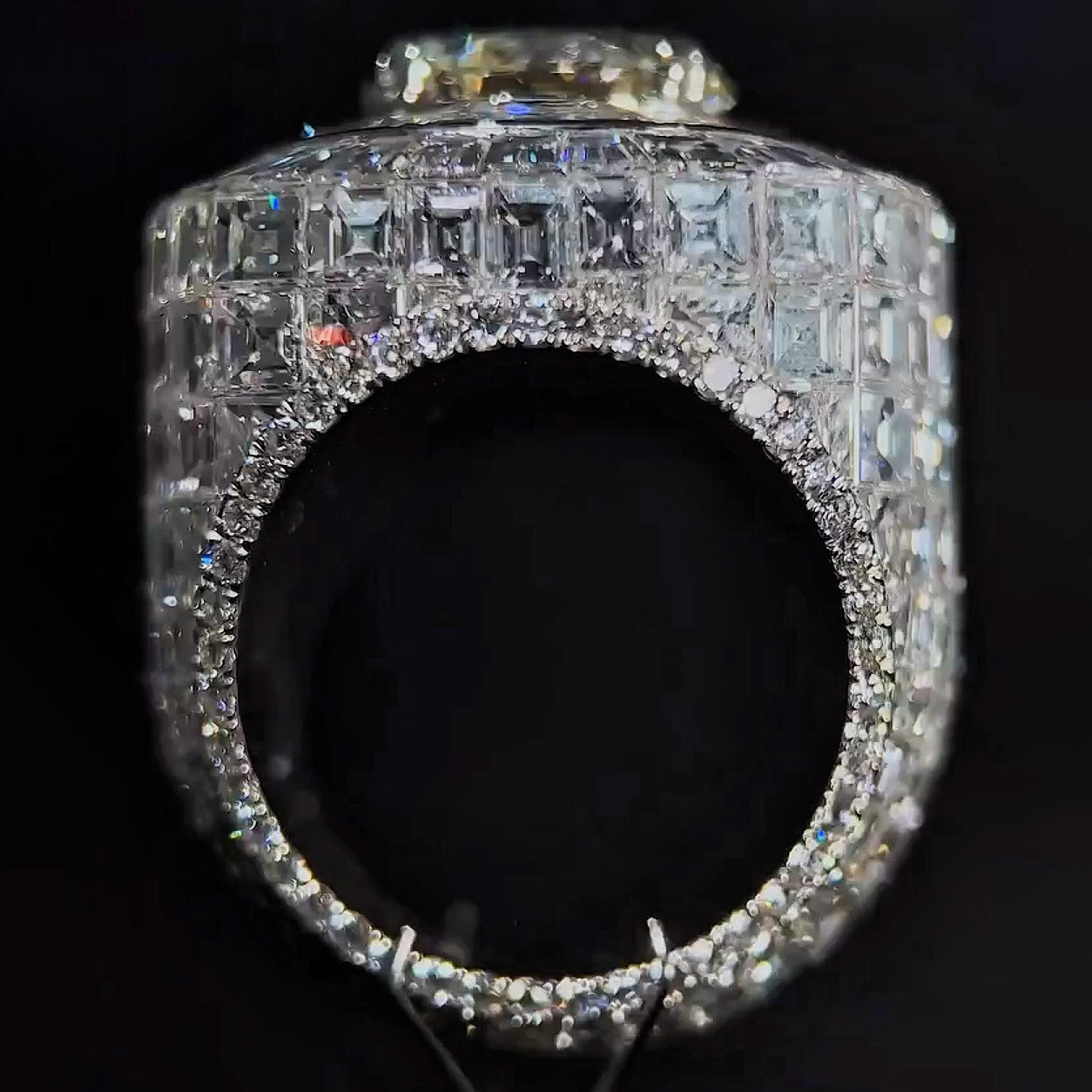 7ct Round Cut Baguette Chandelier Ring -JOSHINY