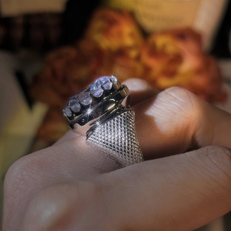 4.0Ct Round Cut Blue Gemstone Stirrup Model Ring -JOSHINY