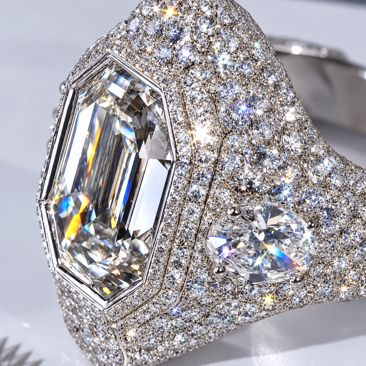 8CTW Octagon Cut White Moissanite Fashion 925 Silver Engagement Ring-joshiny