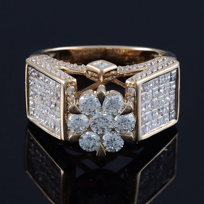 3ctw Round and Princess Cut Invisible Halo Wide Ring -JOSHINY