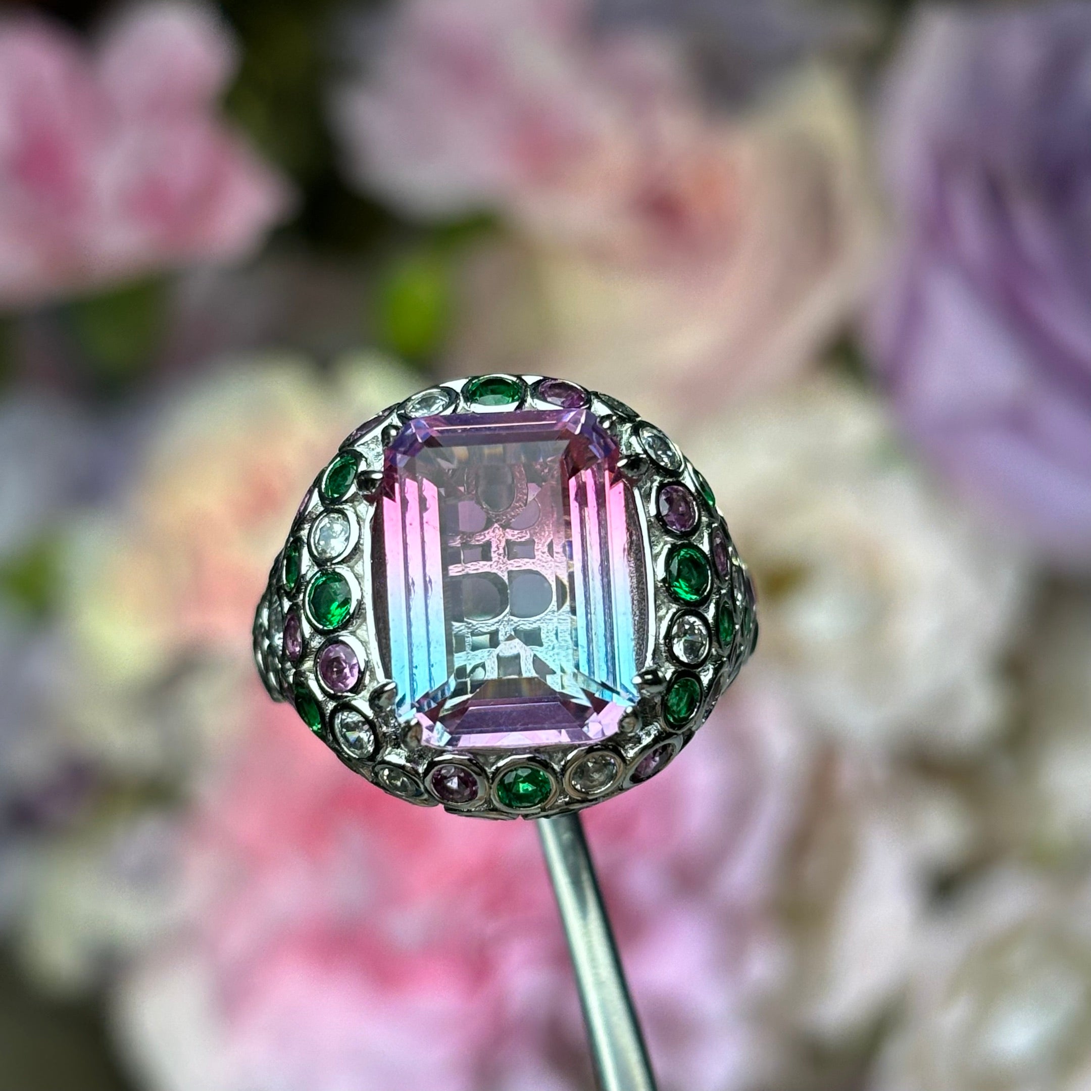 7ctw Watermelon Tourmaline Multicolor Gemstone Ring-JOSHINY