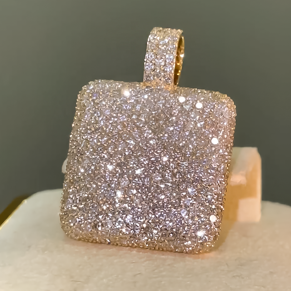 Gorgeous 2.5 ctw Round Cut White Gemstone Pavé Square Pendant -JOSHINY