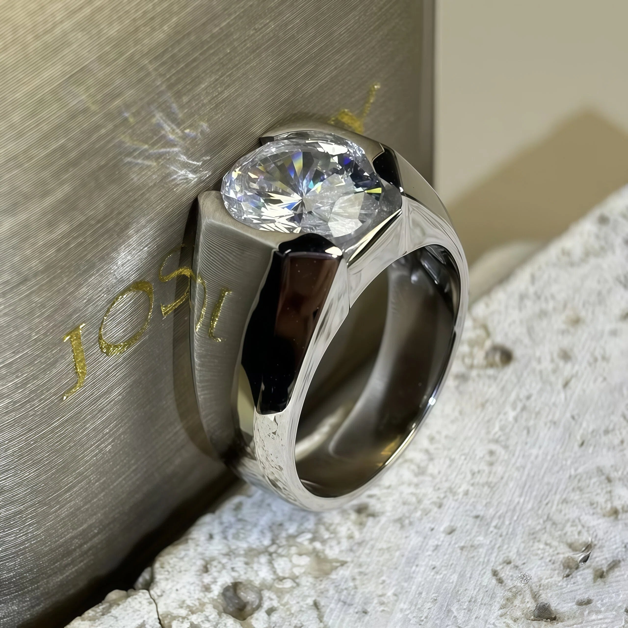 4.0Ct oval-cut stirrup-patterned gemstone ring