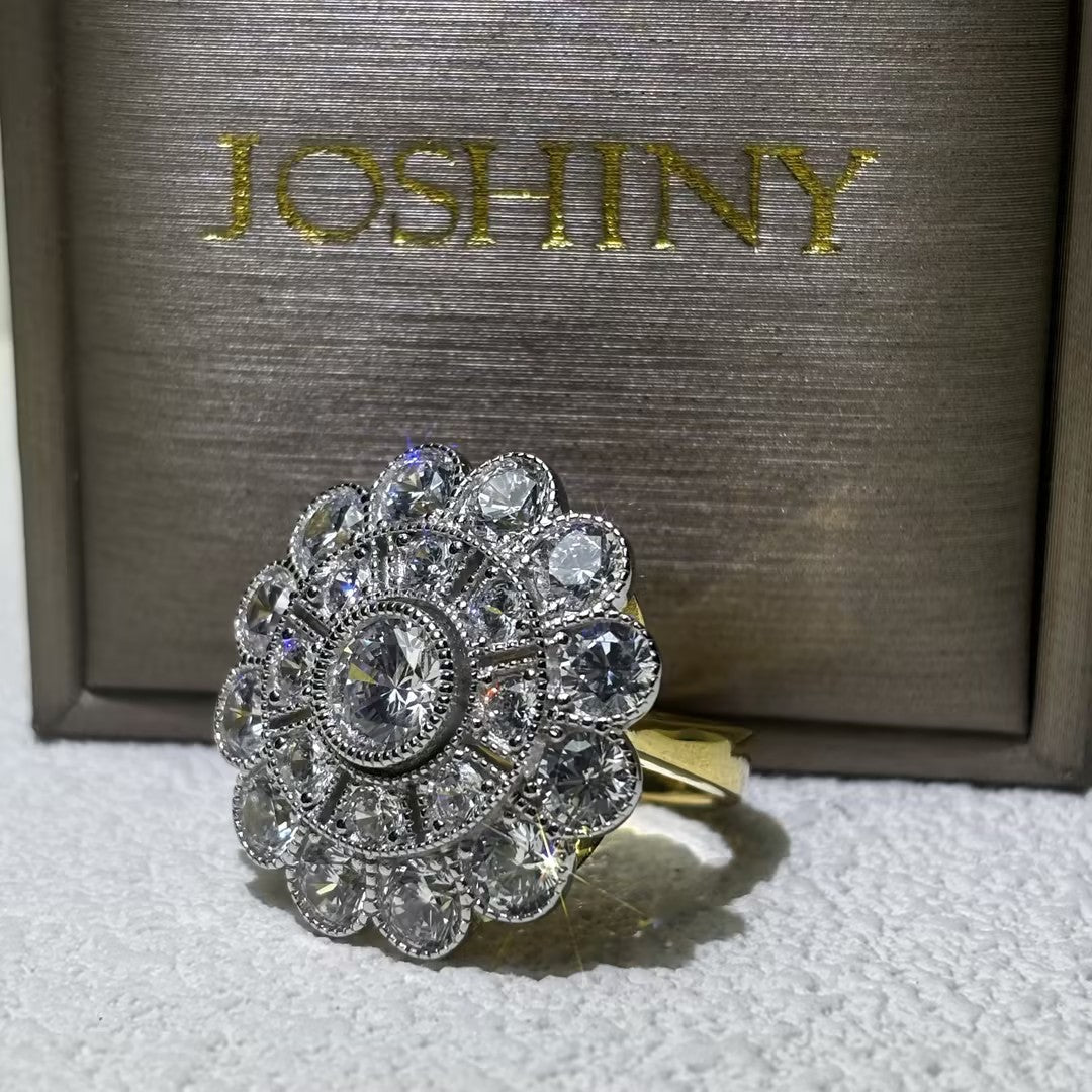 2.55 Ctw Round Cut White Cubic Zirconia 925 Sterling Silver Engagement Ring-JOSHINY