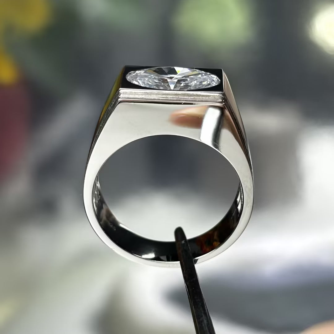 2.5Ct oval single stone men's ring-JOSHINY
