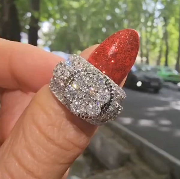 5ctw Outstanding Round Halo Gemstone Ring -JOSHINY