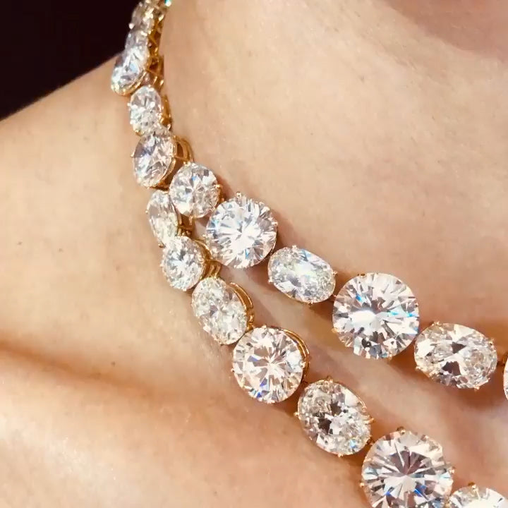 109ctw round and oval cut alternating settings necklace-JOSHINY