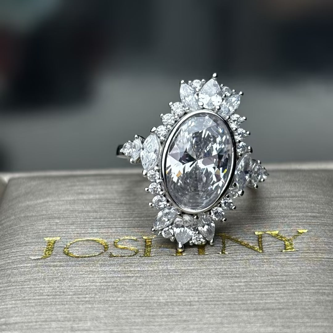 3.5Ctw oval gemstone ring-JOSHINY