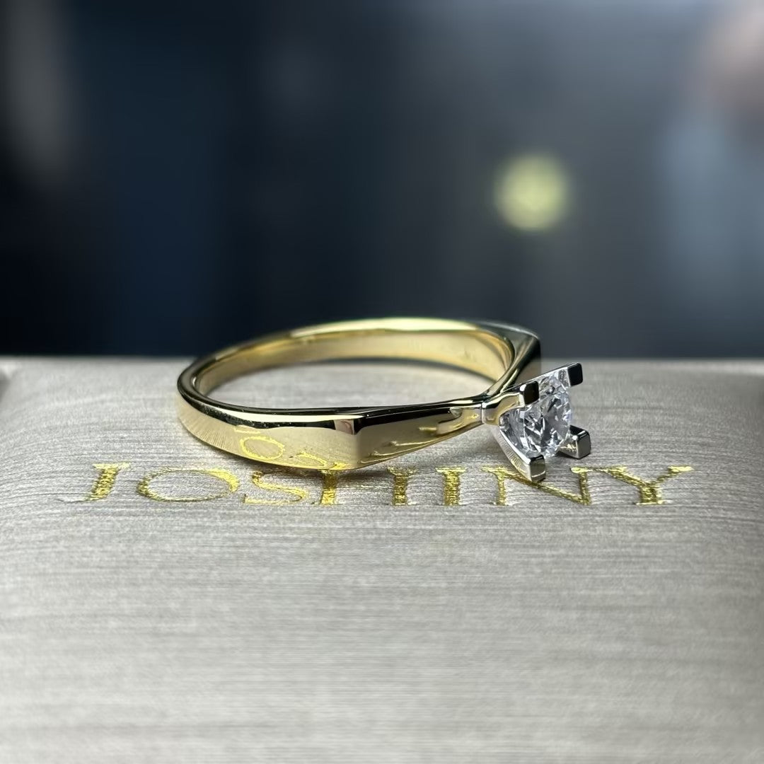 0.17Ctw round gemstone high-foot engagement ring-JOSHINY