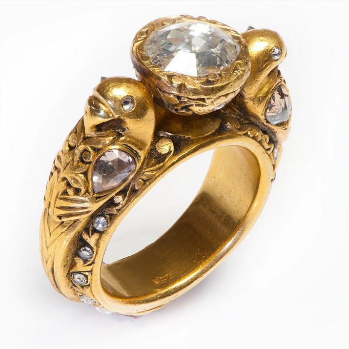 5.0Ctw Rose Cut Engraved Bold Shape Ring-JOSHINY
