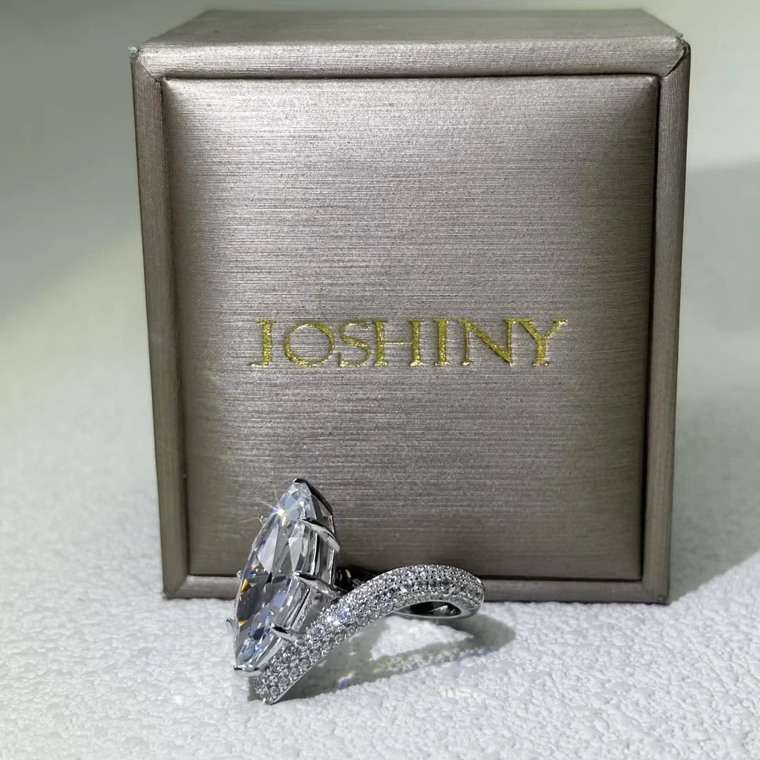 8 ctw Marquise Cut White Cubic Zirconia 925 Sterling Silver Engagement Ring-JOSHINY