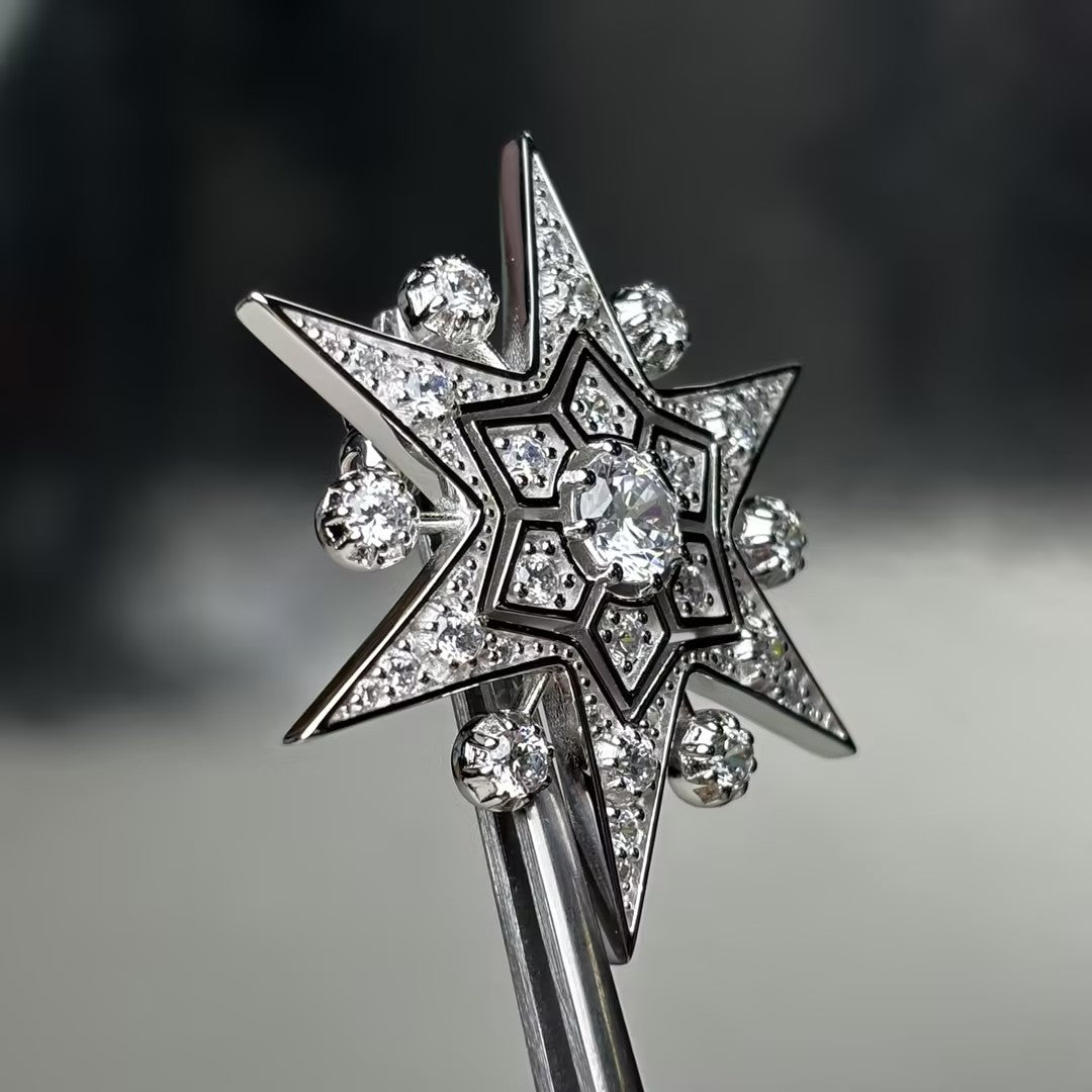 5.35Ctw Hexagonal Star Gemstone Vintage Brooch-JOSHINY