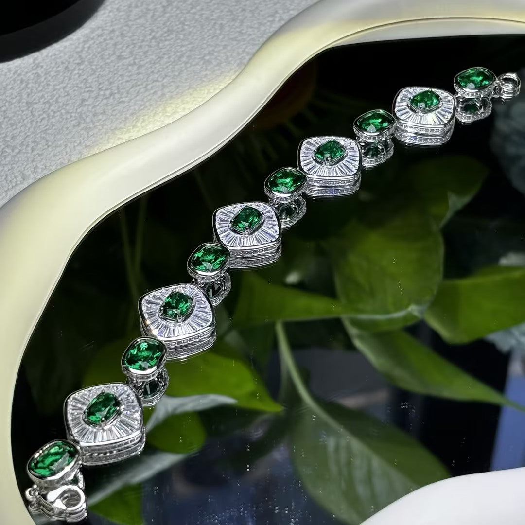 20Ctw cushion-shaped rectangular gemstone bracelet-JOSHINY