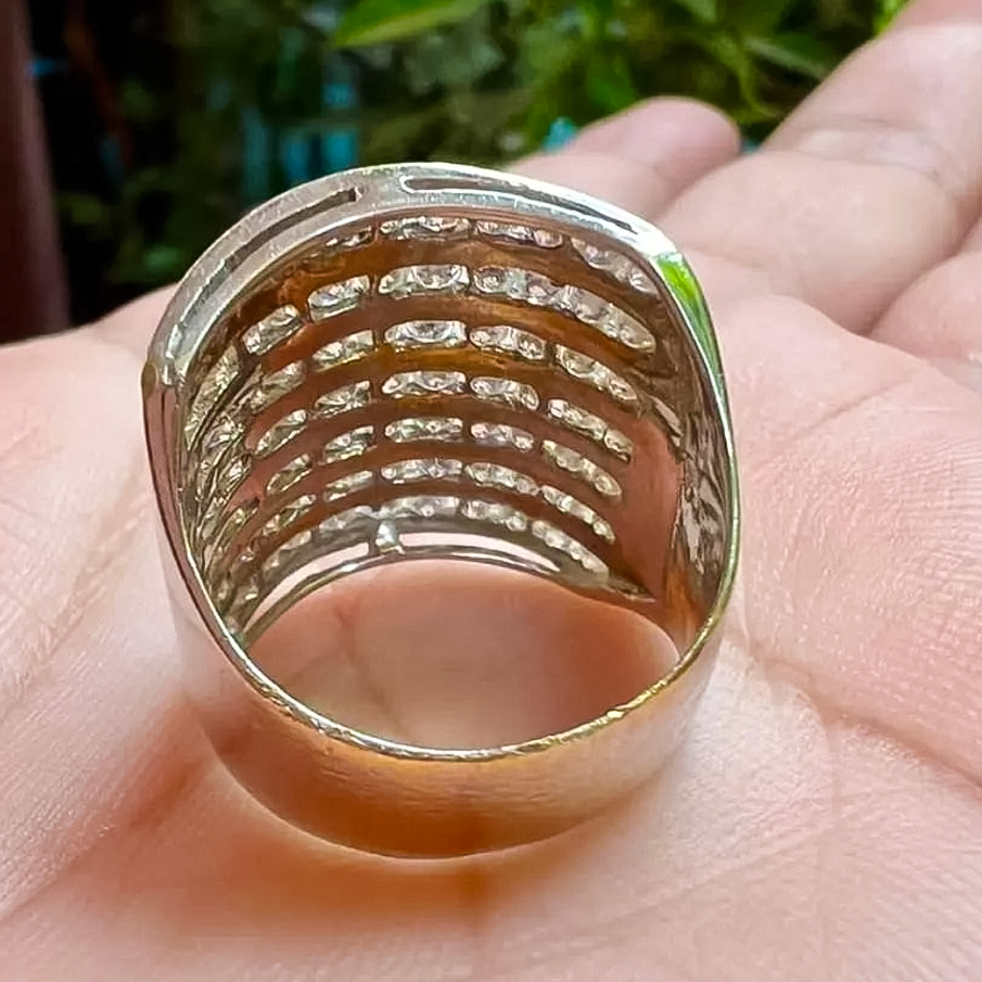 Stylish 5 ctw Round Cut White Gemstone Ring -JOSHINY