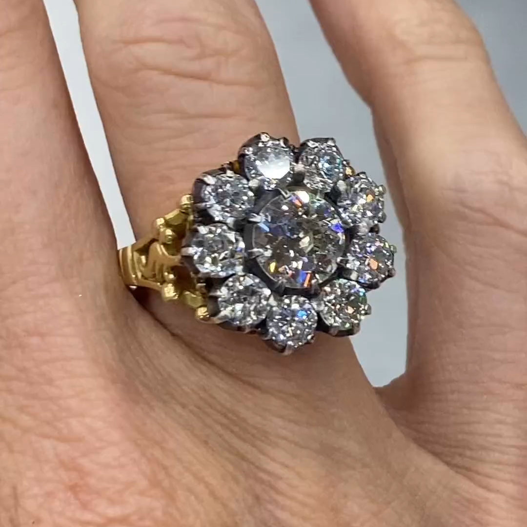 4.03ct Antique Old European Cut Genstone Ring -JOSHINY