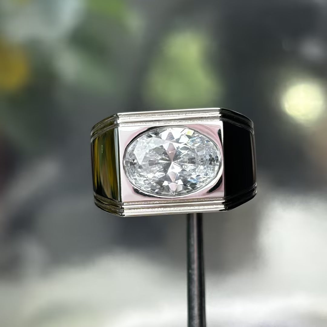 2.5Ct oval single stone men's ring-JOSHINY