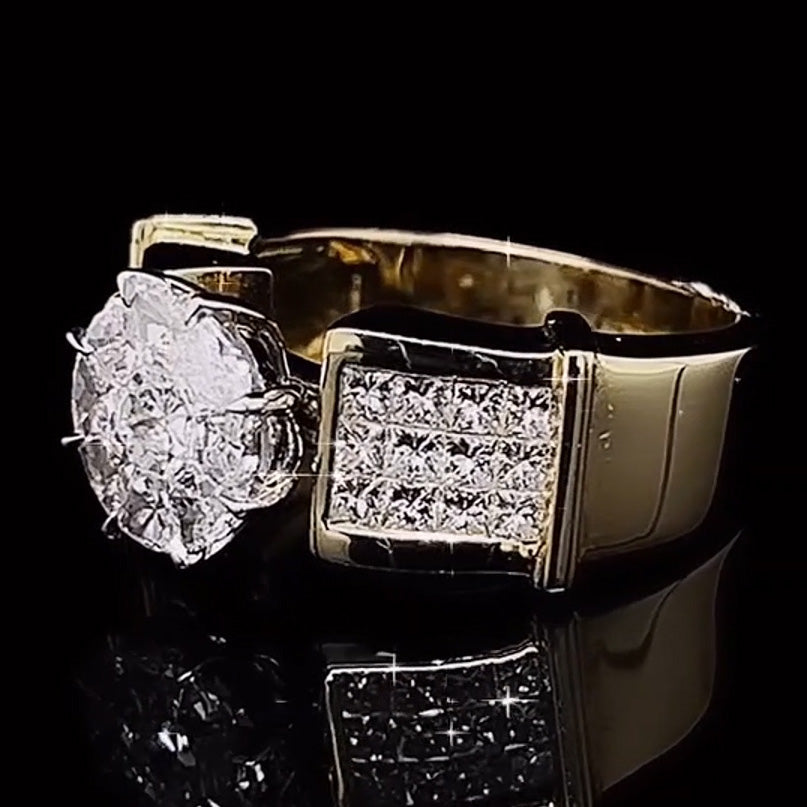 1.32ctw Round and Princess Square Cut Anniversary Ring-JOSHINY