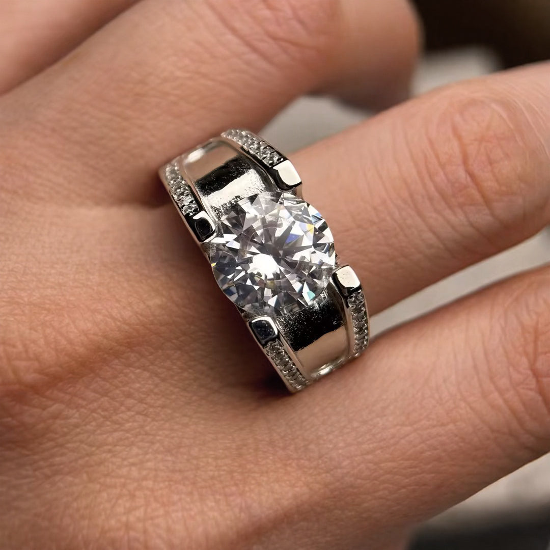 Precious 2.5 ctw Round Cut White Gemstone Engagement Ring -JOSHINY