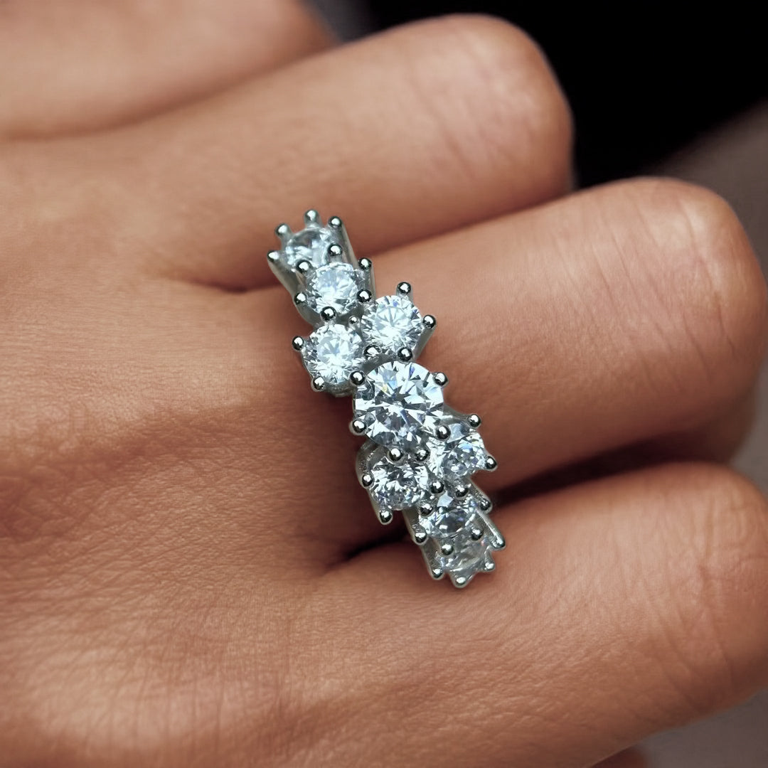 Gorgeous 1.5ctw Round Cut Ladies Gemstone Cluster Ring -JOSHINY