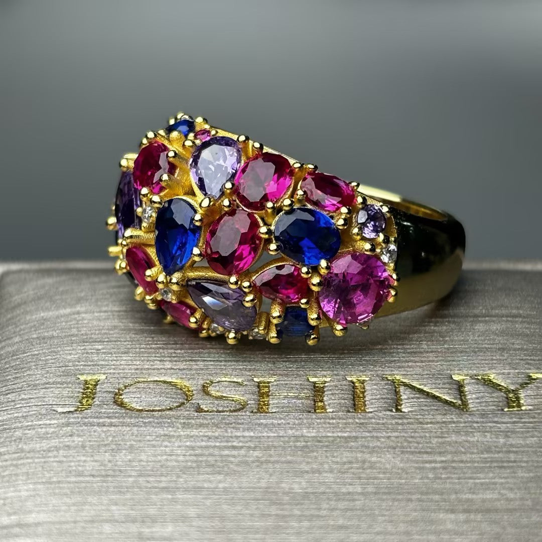 4.0Ctw Violet Kaleidoscope Gemstone Ring-JOSHINY