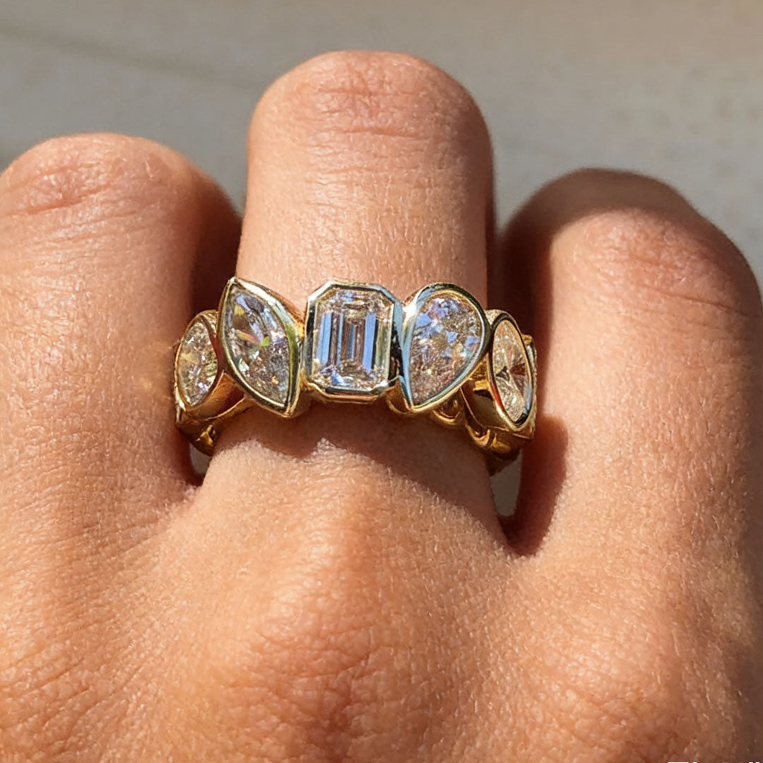 Multi-Cut Mixed Shape Eternity Wedding Band -JOSHINY