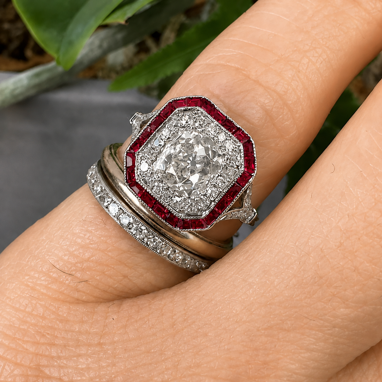 5ctw Eternity Cushion Cut Cubic Zirconia 925 Silver Stackable-rings -JOSHINY