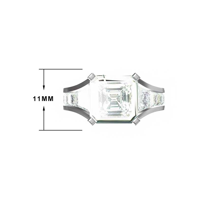 12 ctw Asscher Cut White Gemstone Engagement Ring -JOSHINY