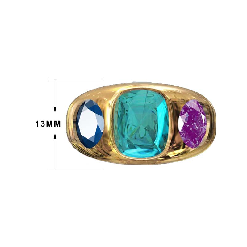 5ctw Cushion&Oval Cut Red&Green&Blue Vintage Three-Stone Gemstone Ring -JOSHINY
