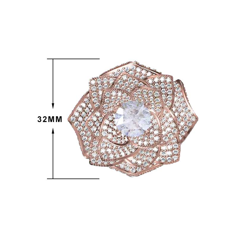 Gorgeous 16 ctw Full Set Round Cut White Gemstone Rose Ring -JOSHINY