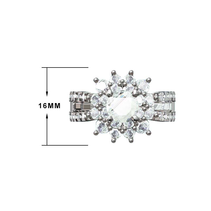 Deluxe 4 ctw Round Cut White Gemstone Engagement Ring -JOSHINY