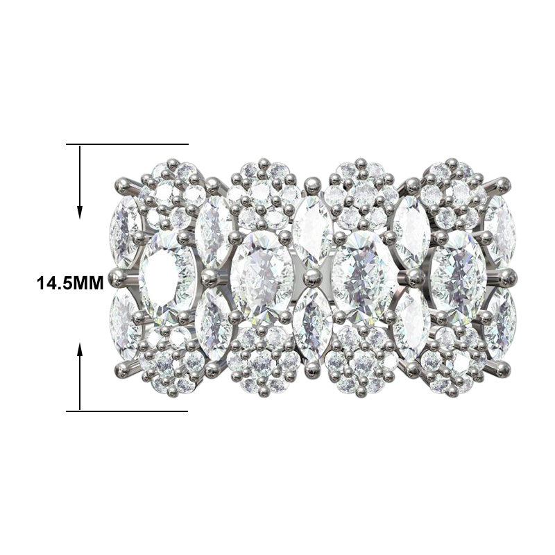 4.0ctw Round and Marquise Cut Ladies' Cluster Gemstone Ring -JOSHINY
