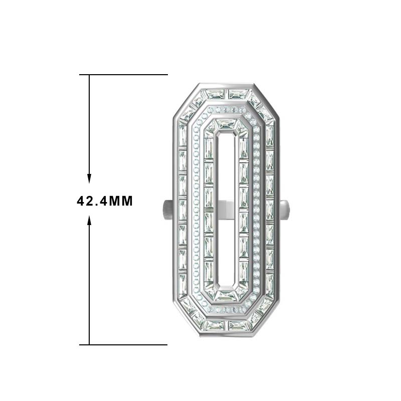 Stylish 4 ctw Round & Baguette Cut White & Rainbow Gemstone Accent Ring -JOSHINY