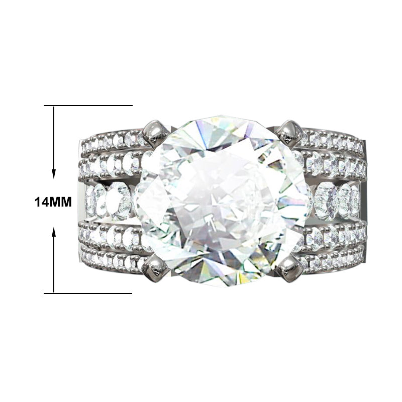 8.65ctw Wide Shank Pave Set Classic Round Cut Gemstone Engagement Ring -JOSHINY