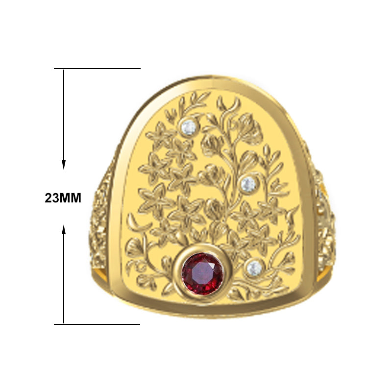 1.0ctw Hand Carved Ruby Gold Ring -JOSHINY