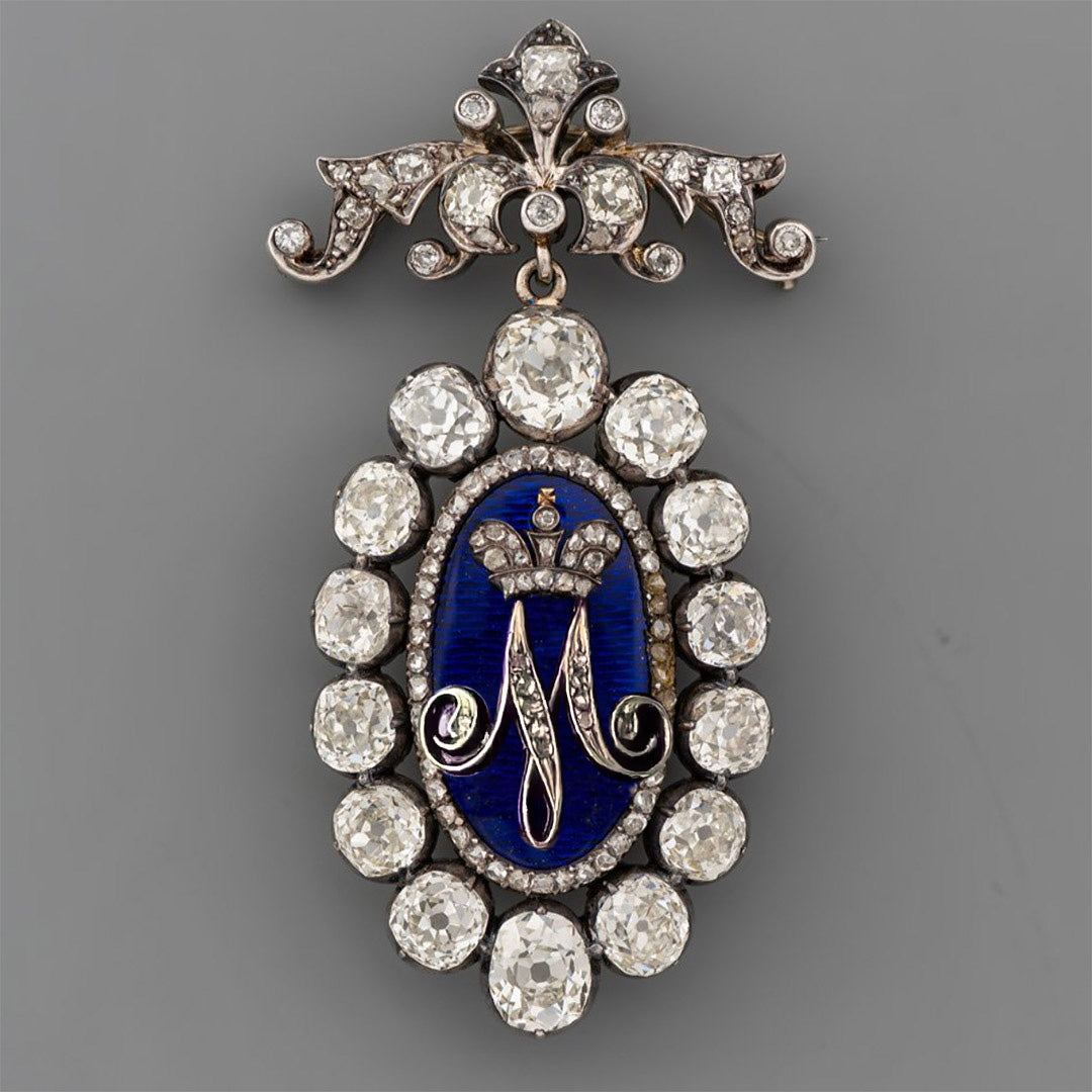 19th century vintage gemstone letter brooch-JOSHINY