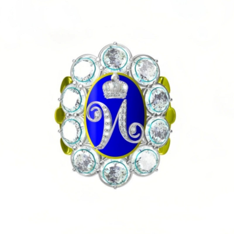 10ctw Old Mine Cut Royal Emblem Gemstone Ring ( Letter N) - JOSHINY