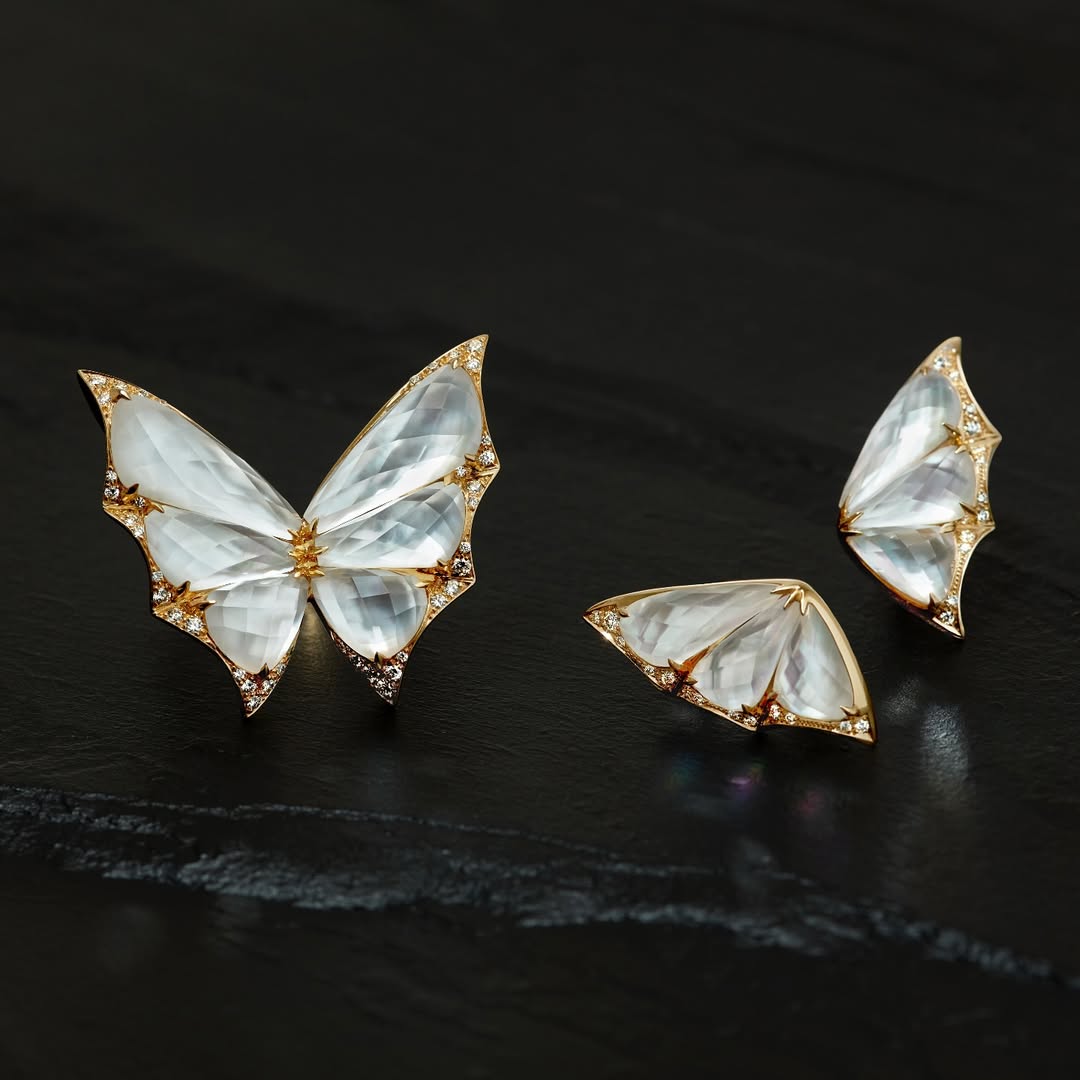 White Crystal Nightcrawler Ring, Necklace, and Earring Set-JOSHINY