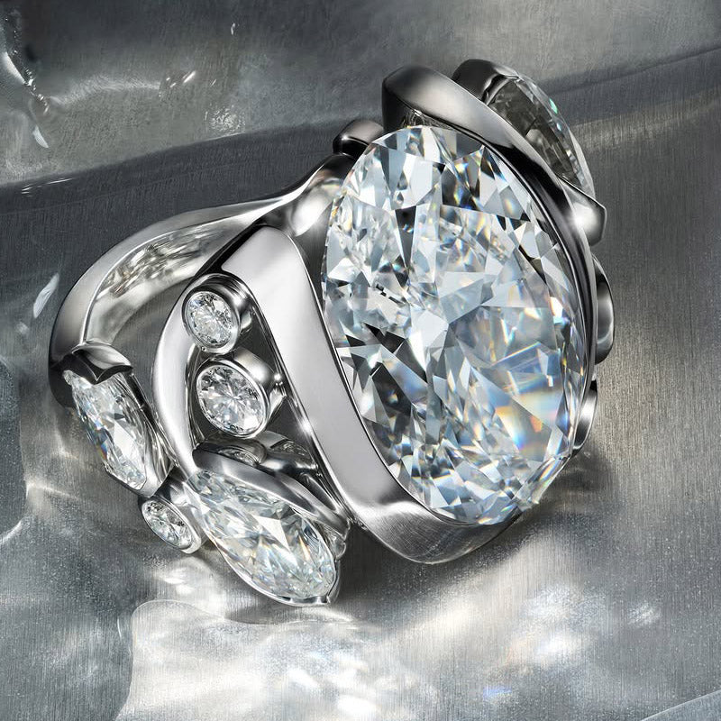 7ctw Oval Cut Easter Egg Ring -JOSHINY