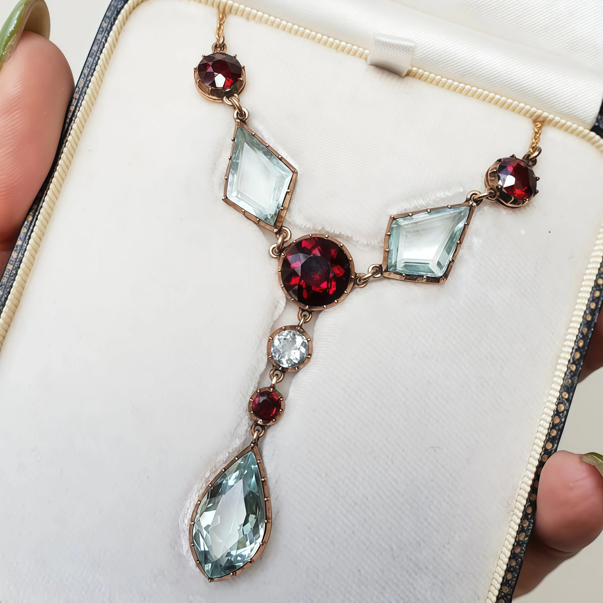 9CTW Pear Cut Blue Cubic Zirconia Minimalist 925 Silver Pendant Necklace-joshiny