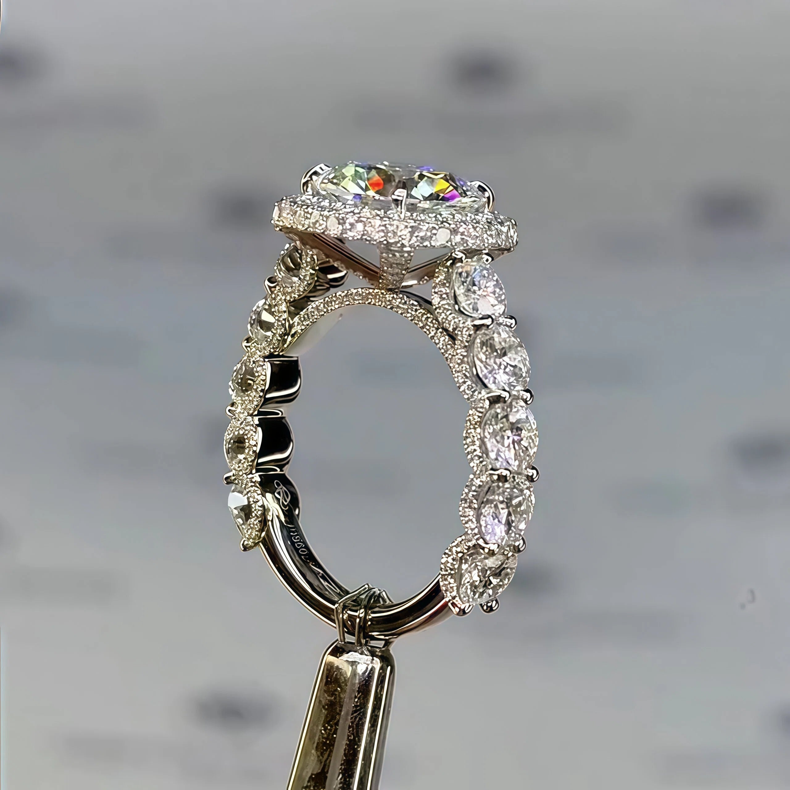 6ct Round Cut Pave Engagement Ring-joshiny