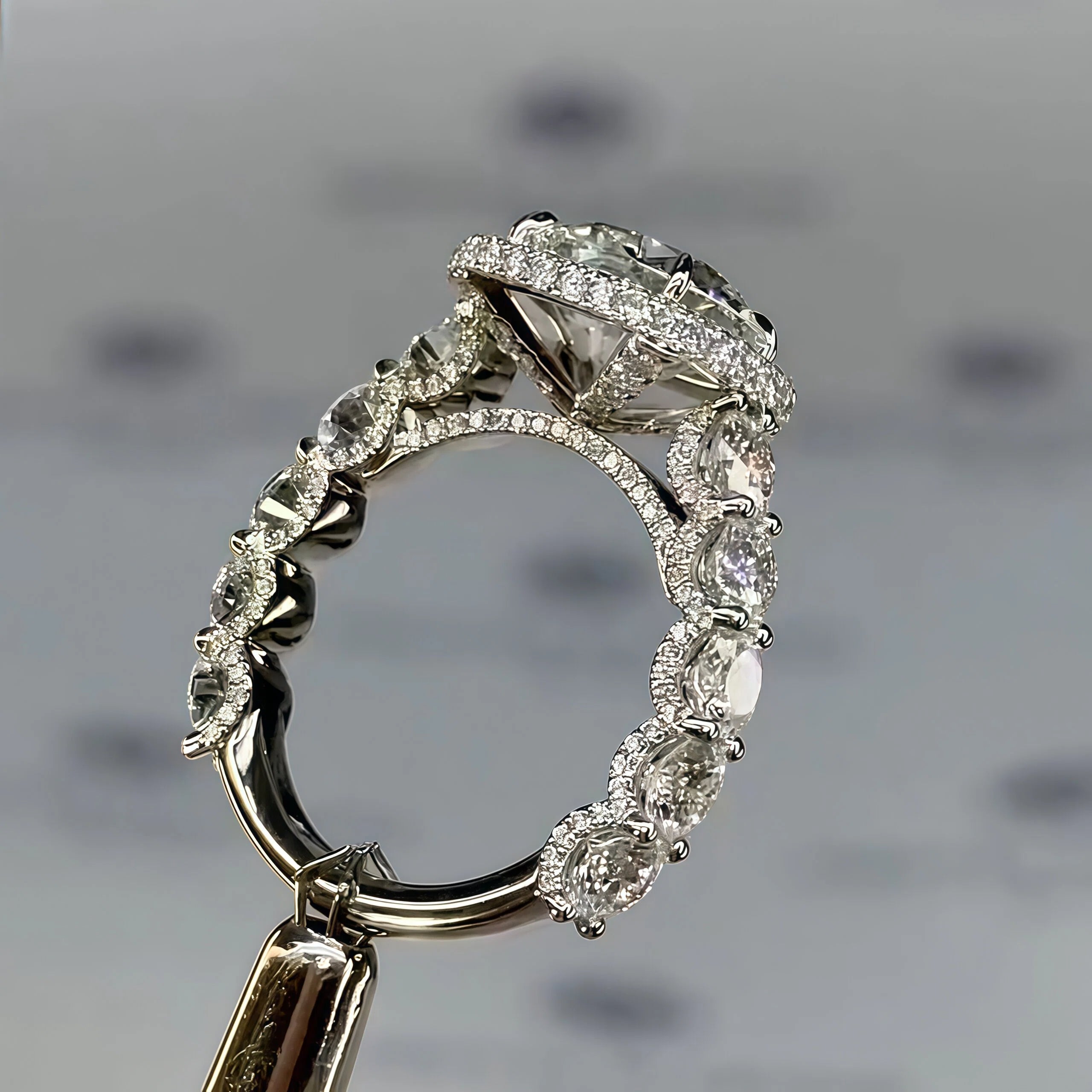 6ct Round Cut Pave Engagement Ring-joshiny